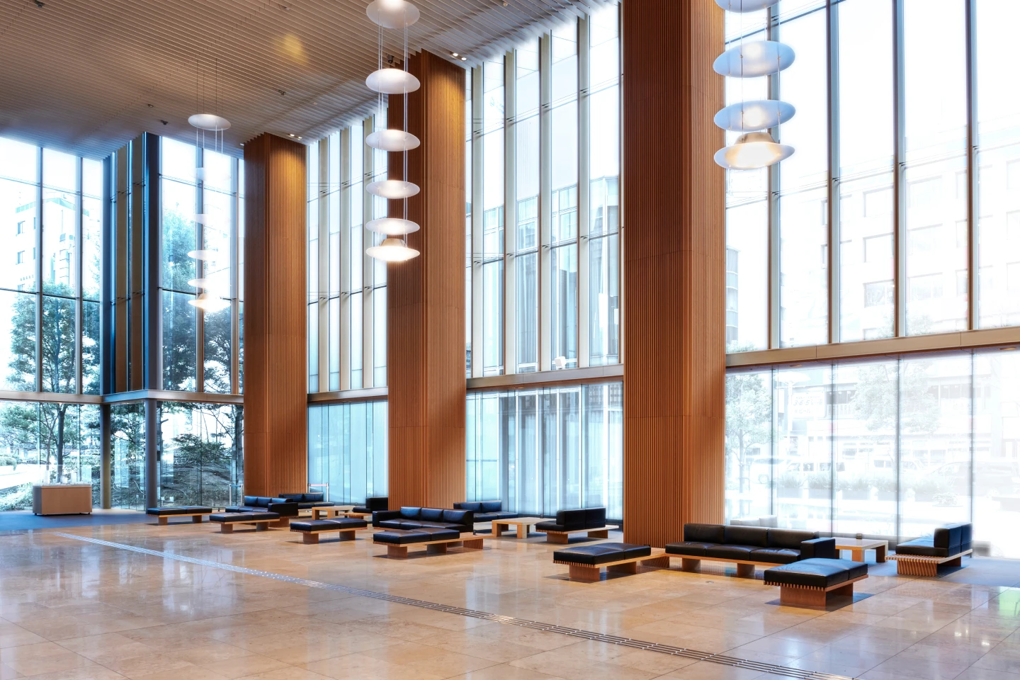The wide entrance hall